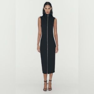 ZARA zipper midi dress